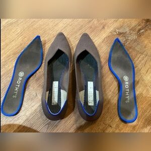 Rothy's Gray Flats with Vibrant Blue Edging
